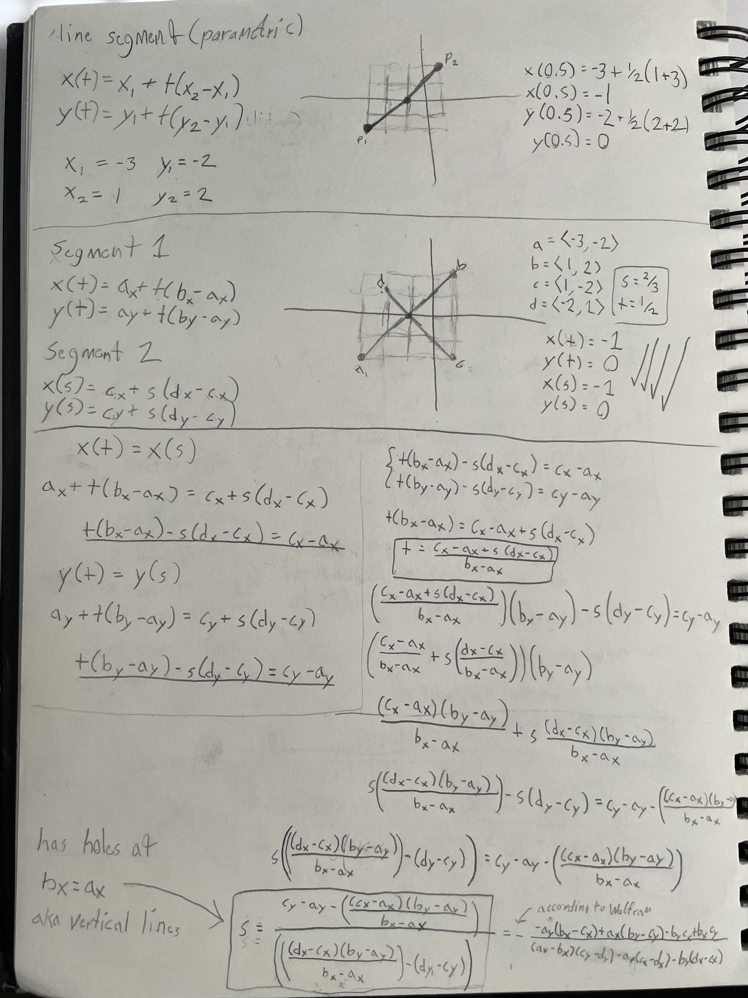 Line segment intersection math