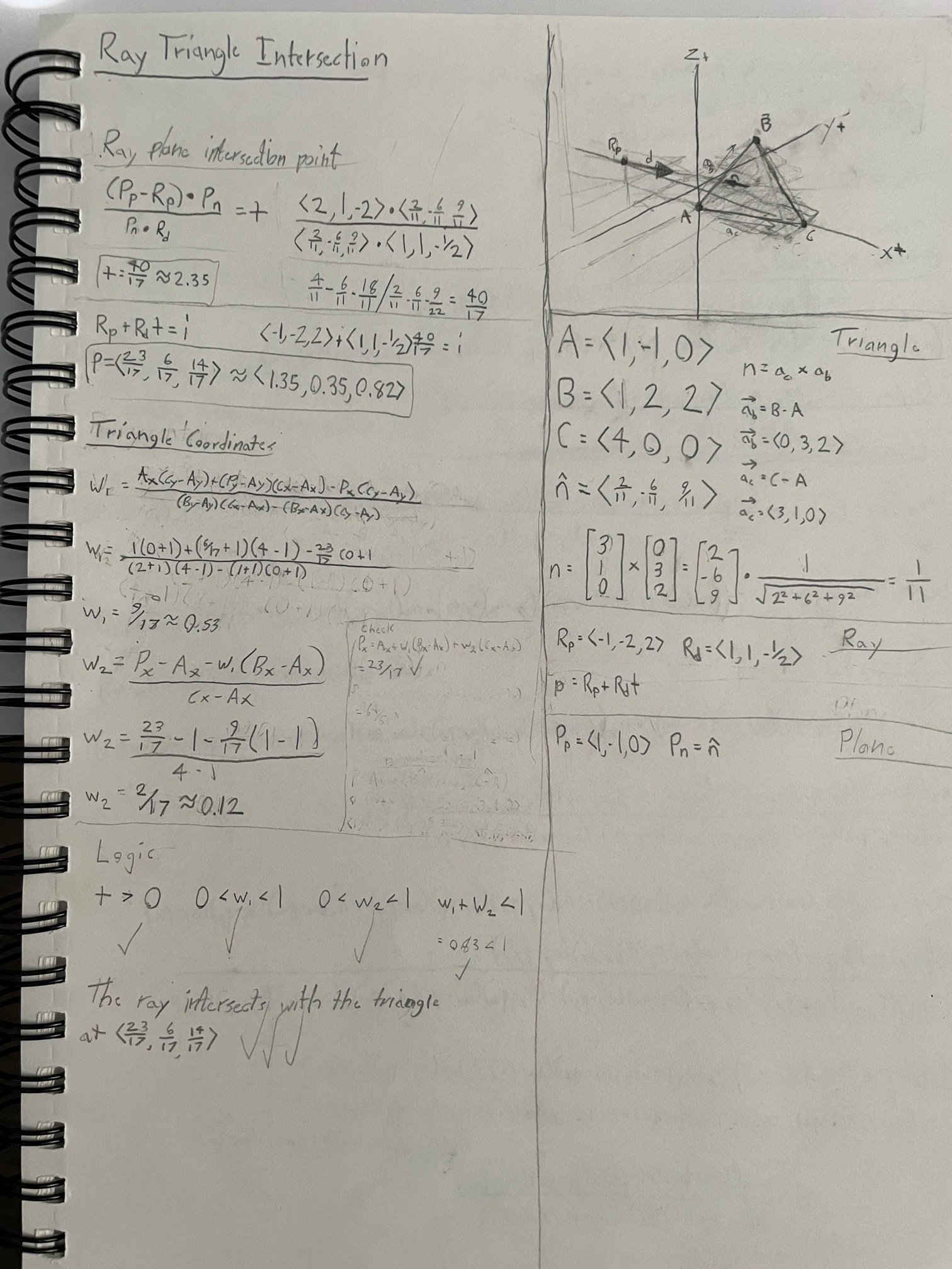 Triangle intersection math